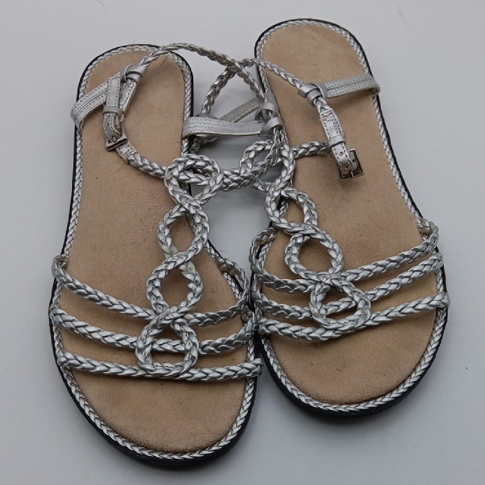 SILVER  BRAIDED  WOMANS SANDALS